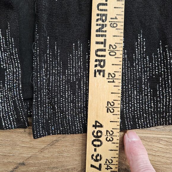 Western Connection Twofer Top Womens Medium Black Silver Metallic Festive Bling - Picture 12 of 14